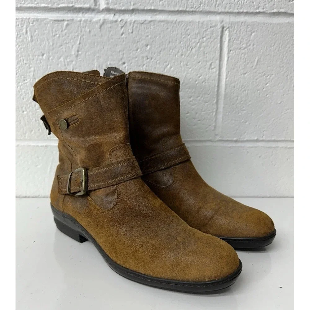 David Tate ankle‎ leather suede Women's brown western boots size 9.5 buckle